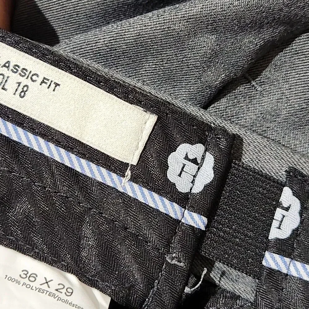 Haggar Cool 18 Dress Pants Mens Size 36x29 Dark Gray Color Expandable Waist
